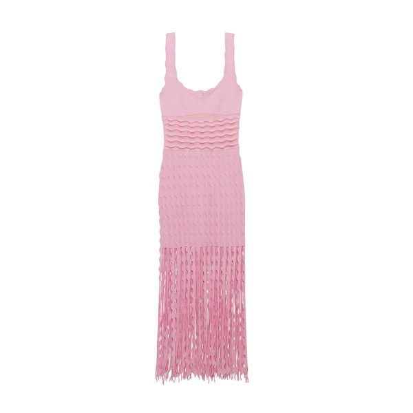 Simkhai Brionne Scalloped Knit Midi Dress in Daisy