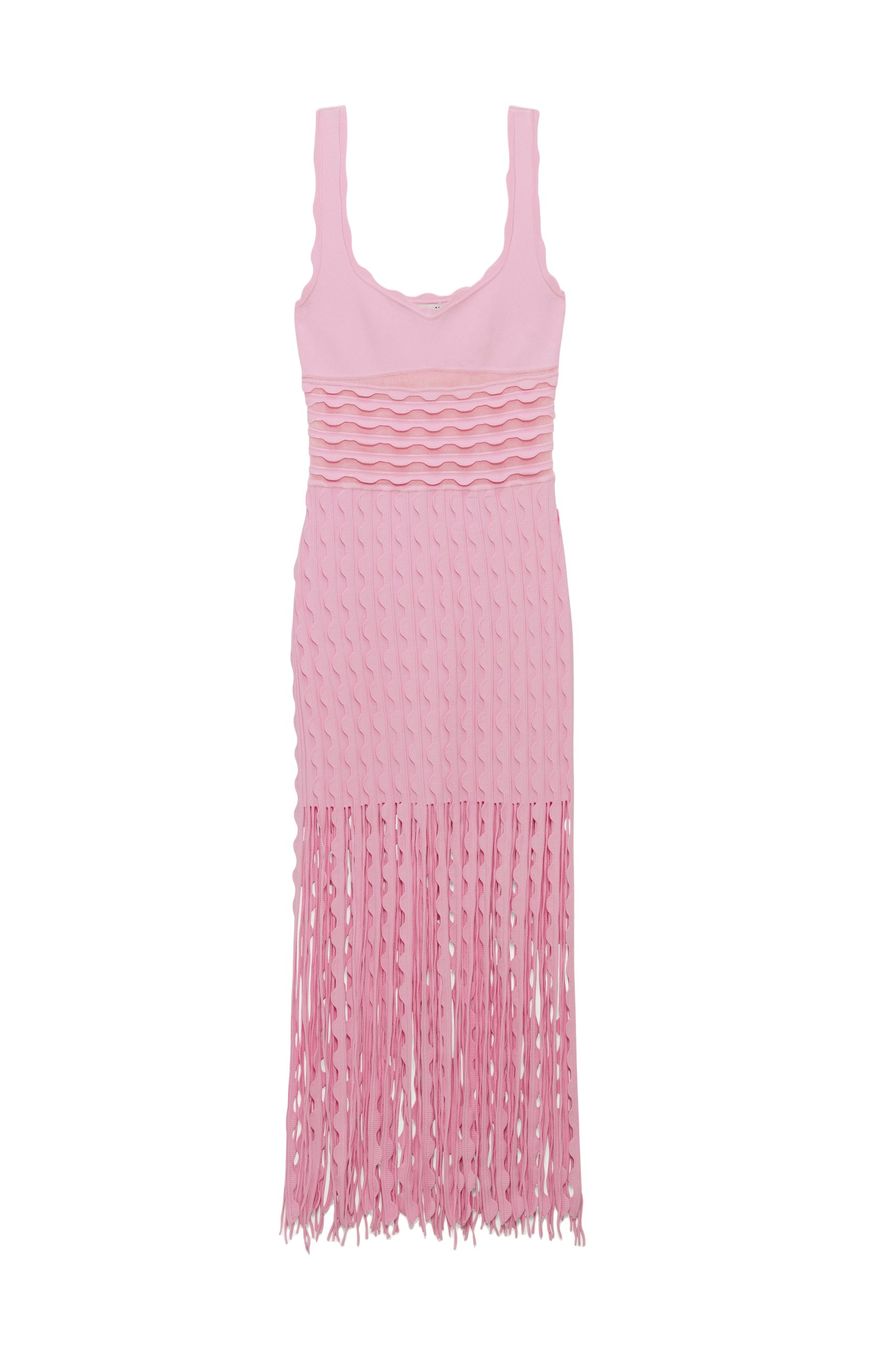 SIMKHAI Brionne Scalloped Knit Midi Dress in Daisy