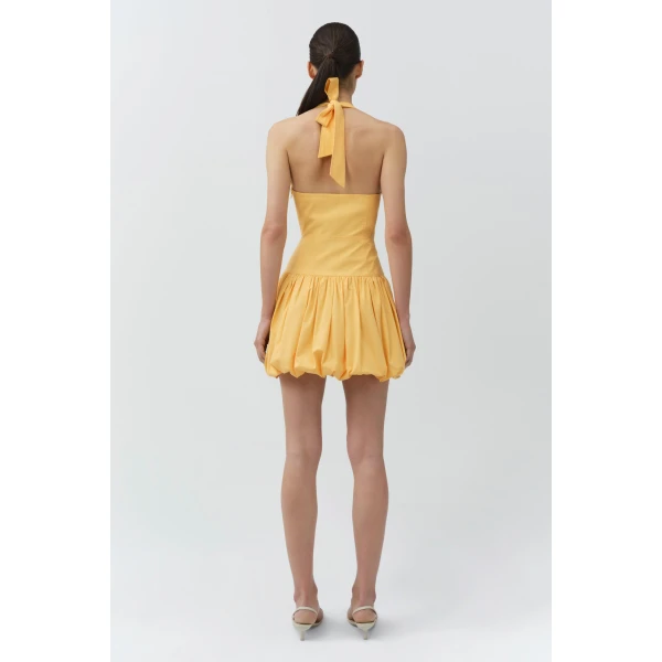 Simkhai Brooke Cotton Halter Mini Dress in Mango, view 5