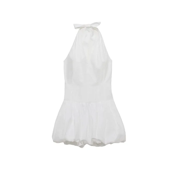 Simkhai Brooke Cotton Halter Mini Dress in White