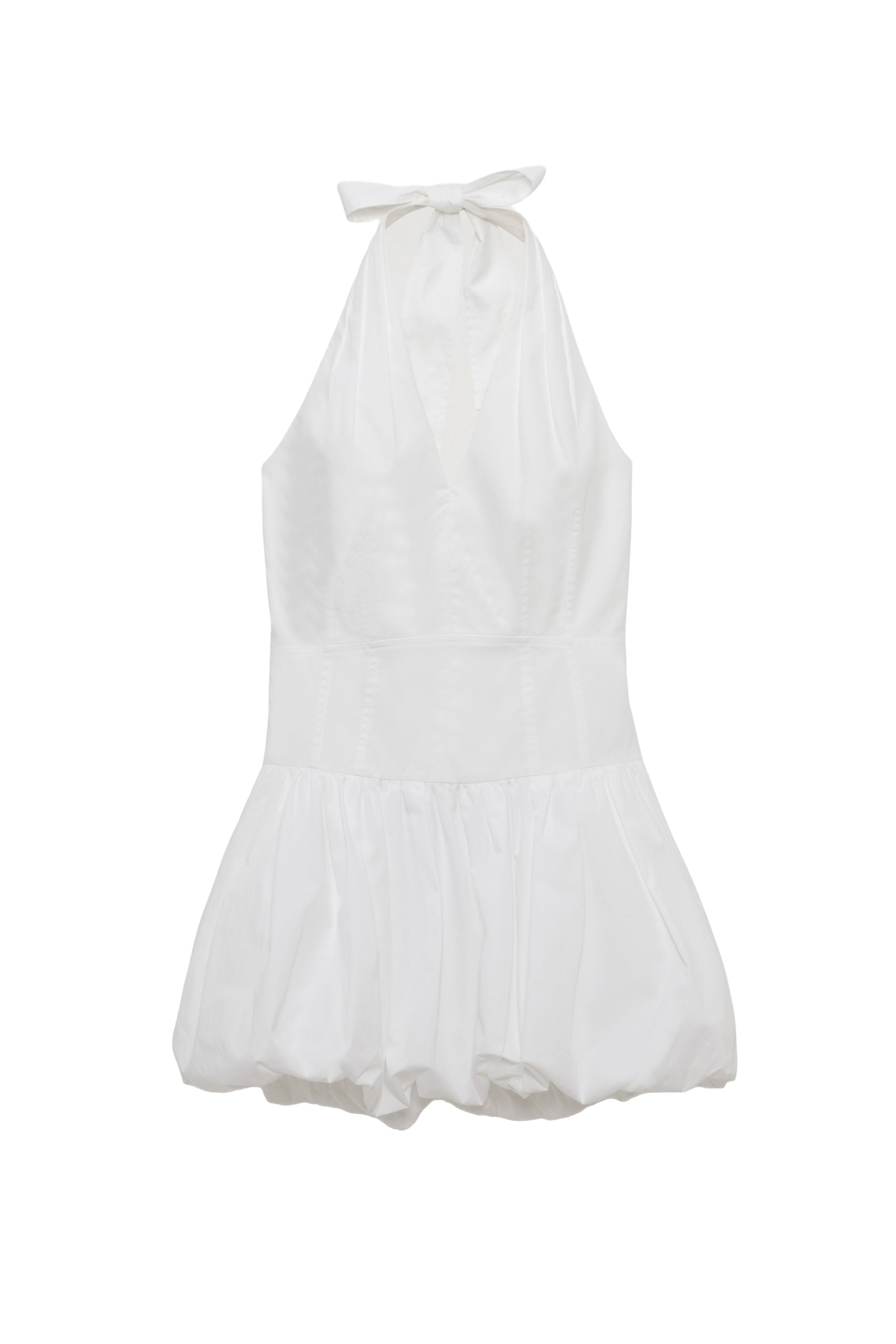 SIMKHAI Brooke Cotton Halter Mini Dress in White