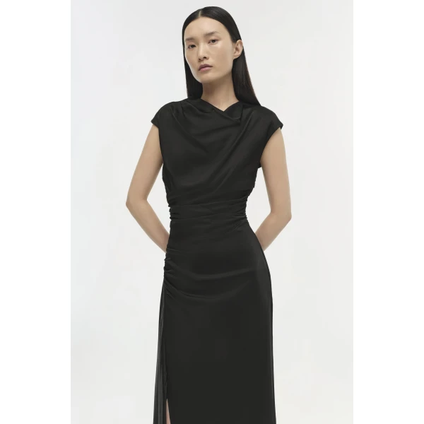 Simkhai Burke Draped Dress in Black, view 5
