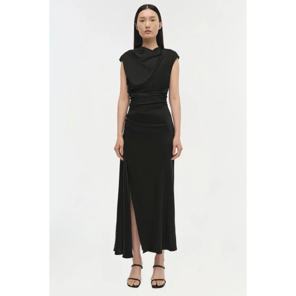 Simkhai Burke Draped Dress in Black, view 7
