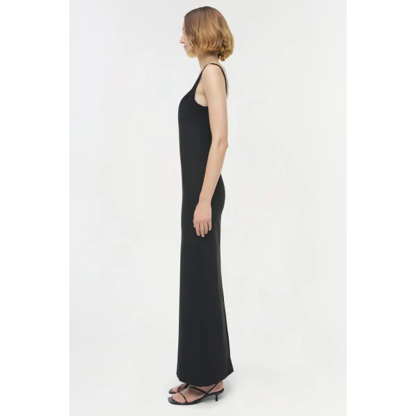 Simkhai Cabot Sculpted Scuba Maxi Dress in Black, view 4