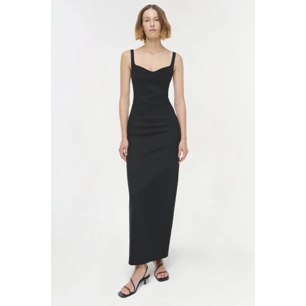 Simkhai Cabot Sculpted Scuba Maxi Dress in Black, view 6