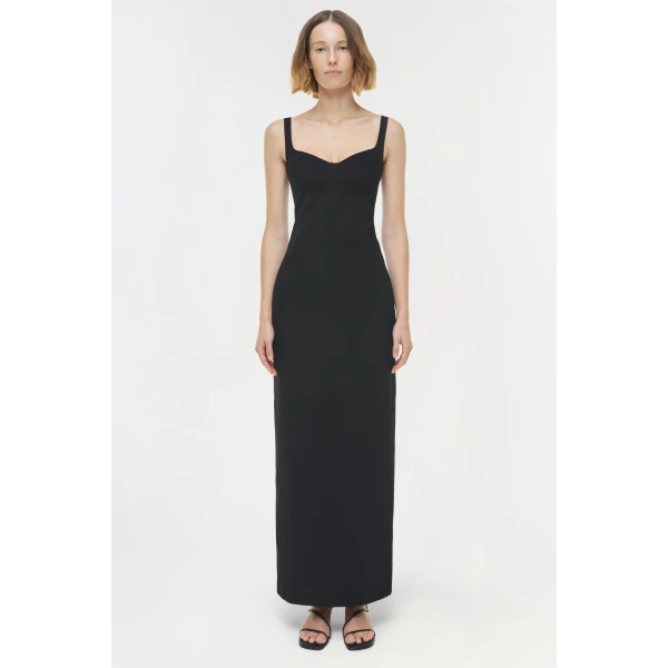 Simkhai Cabot Sculpted Scuba Maxi Dress in Black, view 7