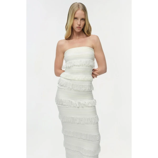 Simkhai Cairo Knit Tube Top in Ivory Stripe, view 3
