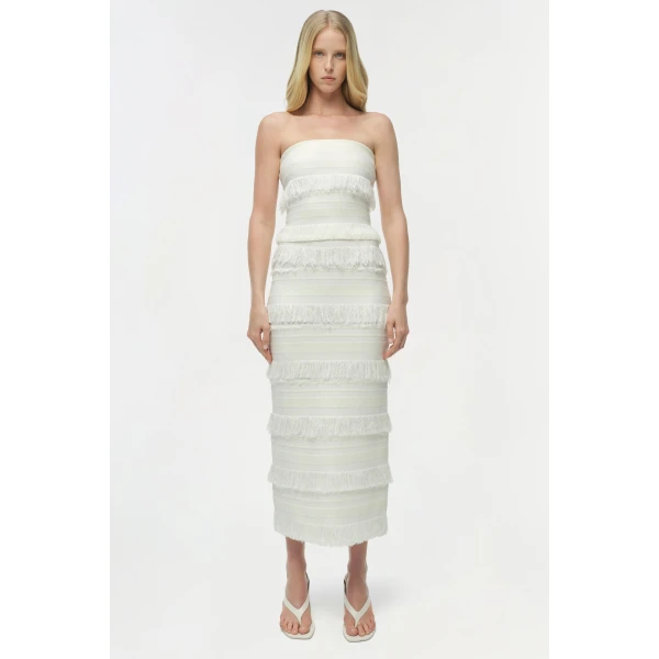 Simkhai Cairo Knit Tube Top in Ivory Stripe, view 7