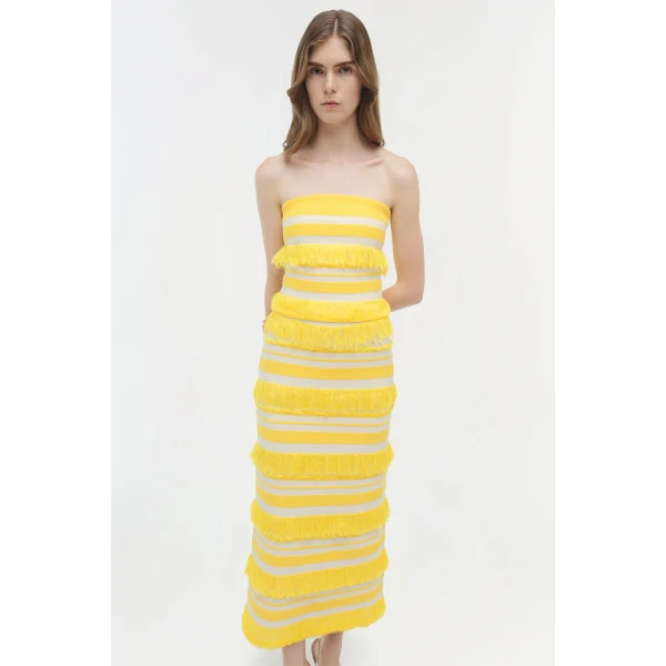 Simkhai Cairo Knit Tube Top in Solar Stripe, view 2