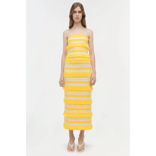 Simkhai Cairo Knit Tube Top in Solar Stripe, view 7