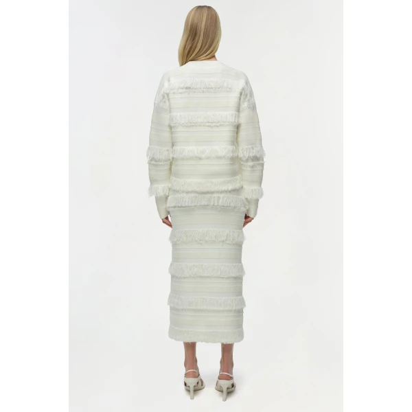 Simkhai Carrick Crewneck Sweater in Ivory Stripe, view 5