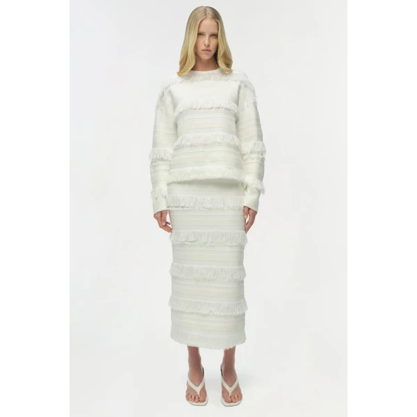 Simkhai Carrick Crewneck Sweater in Ivory Stripe, view 6