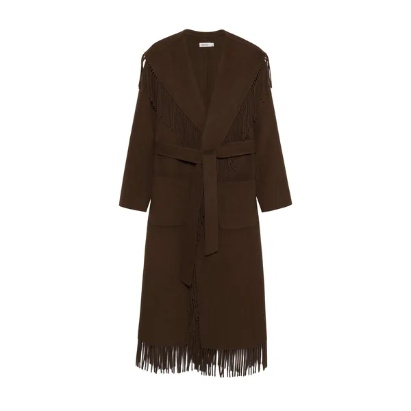Carrie Fringe Coat in Chocolate