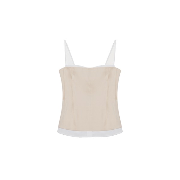 Simkhai Cayden Linen Bustier Top in Sand Multi