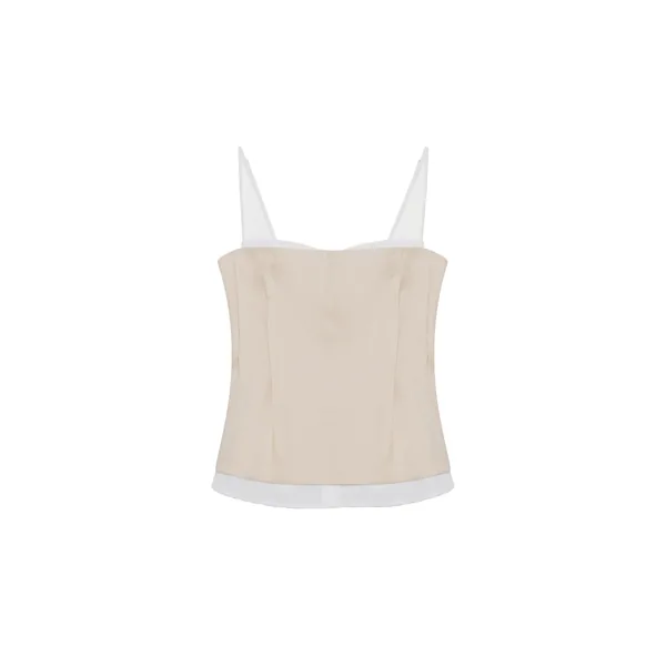 Simkhai Cayden Linen Bustier Top in Sand Multi