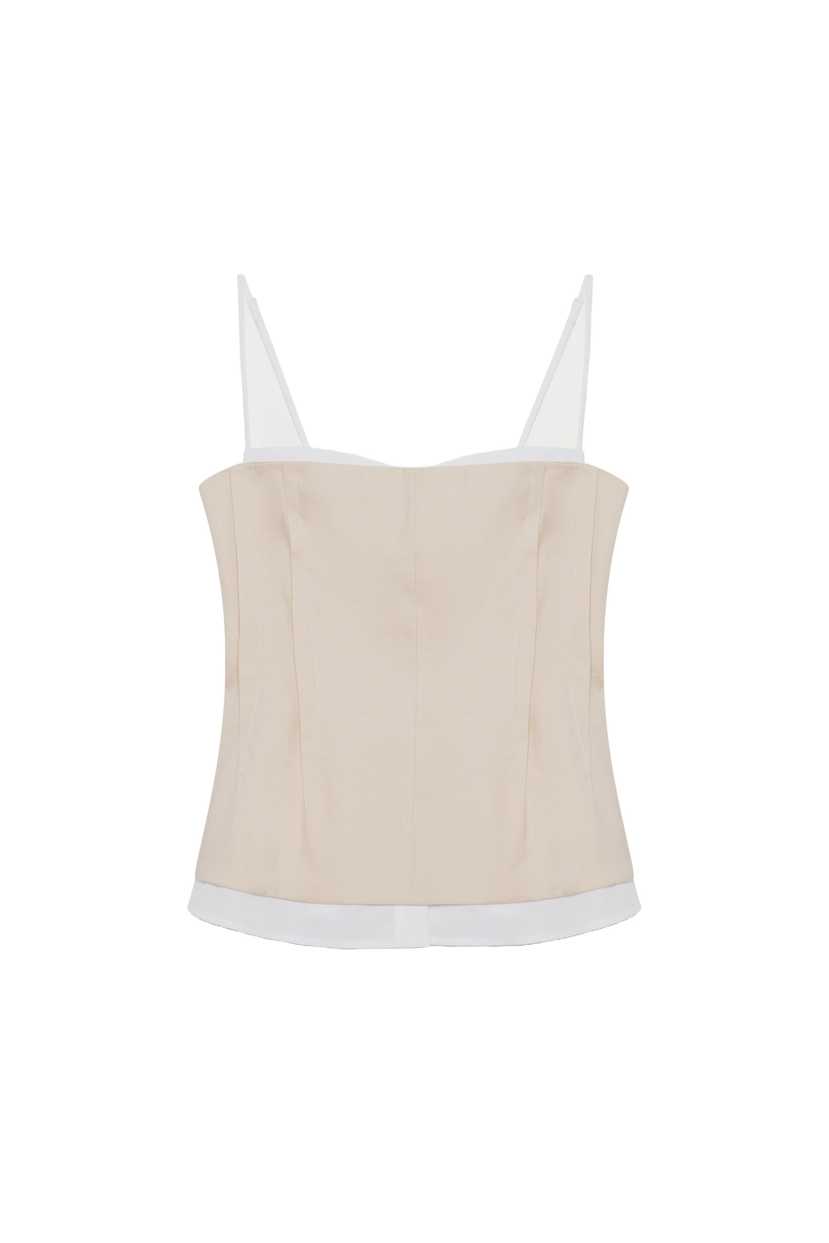 SIMKHAI Cayden Linen Bustier Top in Sand Multi