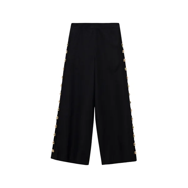 Simkhai Cayman Studded Linen Wide Leg Pant in Black