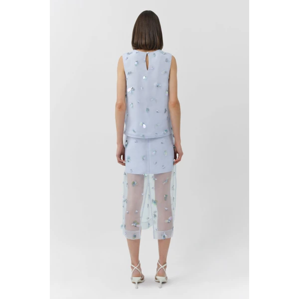 Simkhai Celia Embellished Organza Top in Periwinkle Sky, view 5