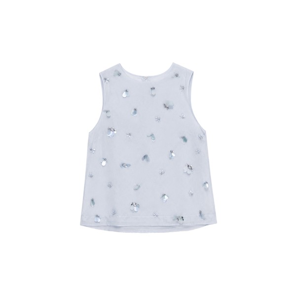 Simkhai Celia Embellished Organza Top in Periwinkle Sky