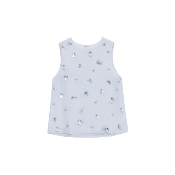 Simkhai Celia Embellished Organza Top in Periwinkle Sky