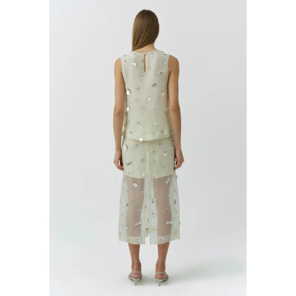 Simkhai Celia Embellished Organza Top in Yolk, view 5