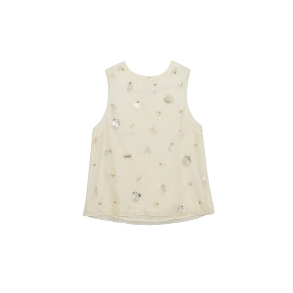 Simkhai Celia Embellished Organza Top in Yolk
