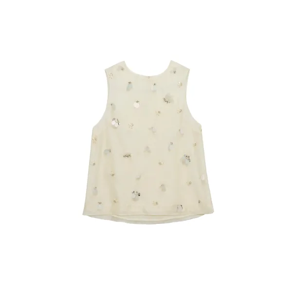 Simkhai Celia Embellished Organza Top in Yolk