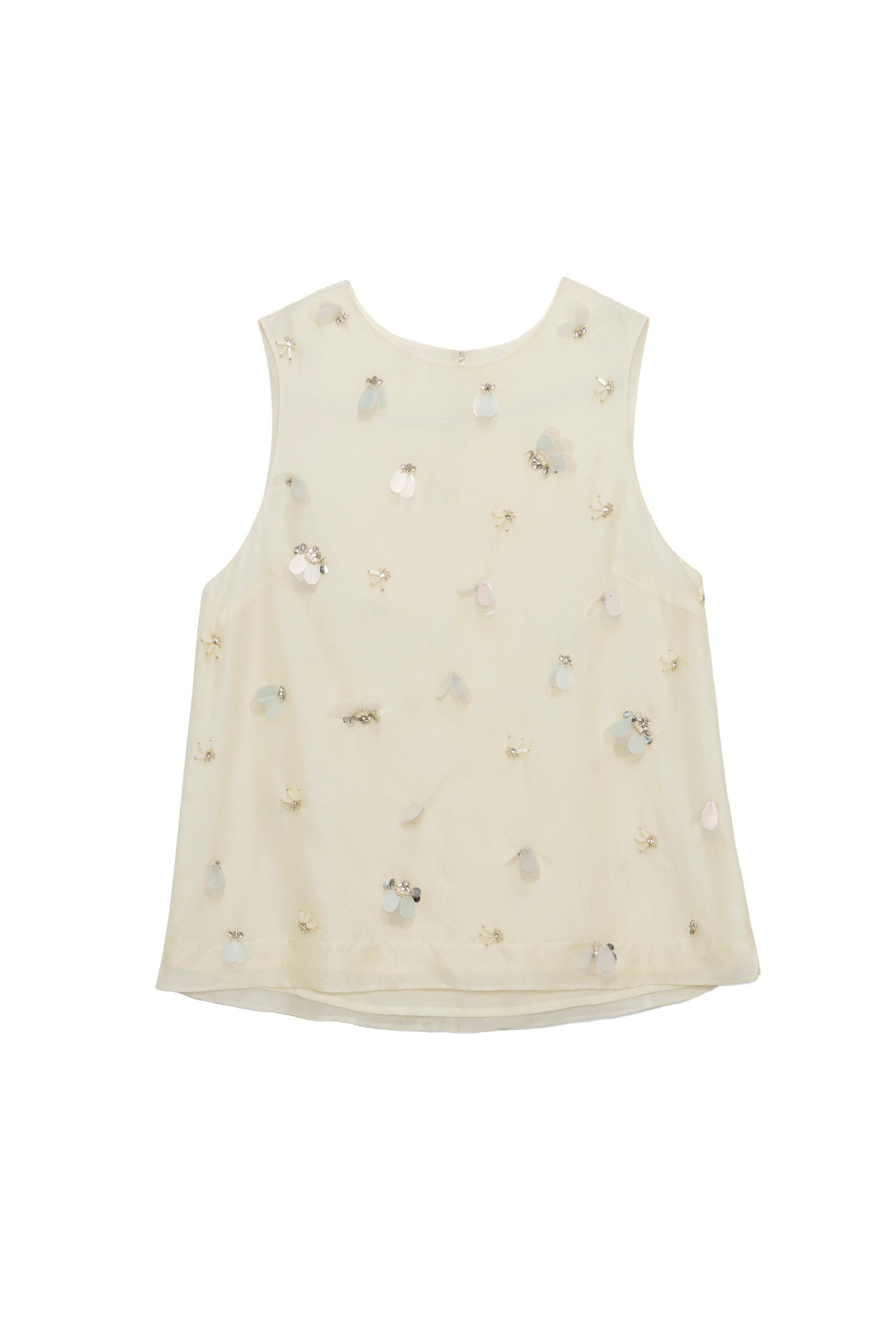 SIMKHAI Celia Embellished Organza Top in Yolk