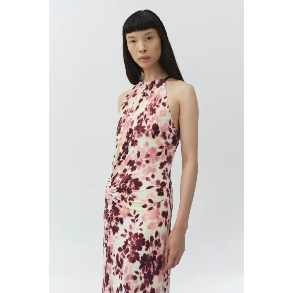 Simkhai Cerin Draped Jersey Halter Maxi Dress in Fig Multi, view 2