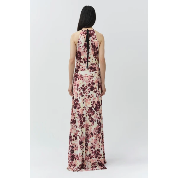 Simkhai Cerin Draped Jersey Halter Maxi Dress in Fig Multi, view 5