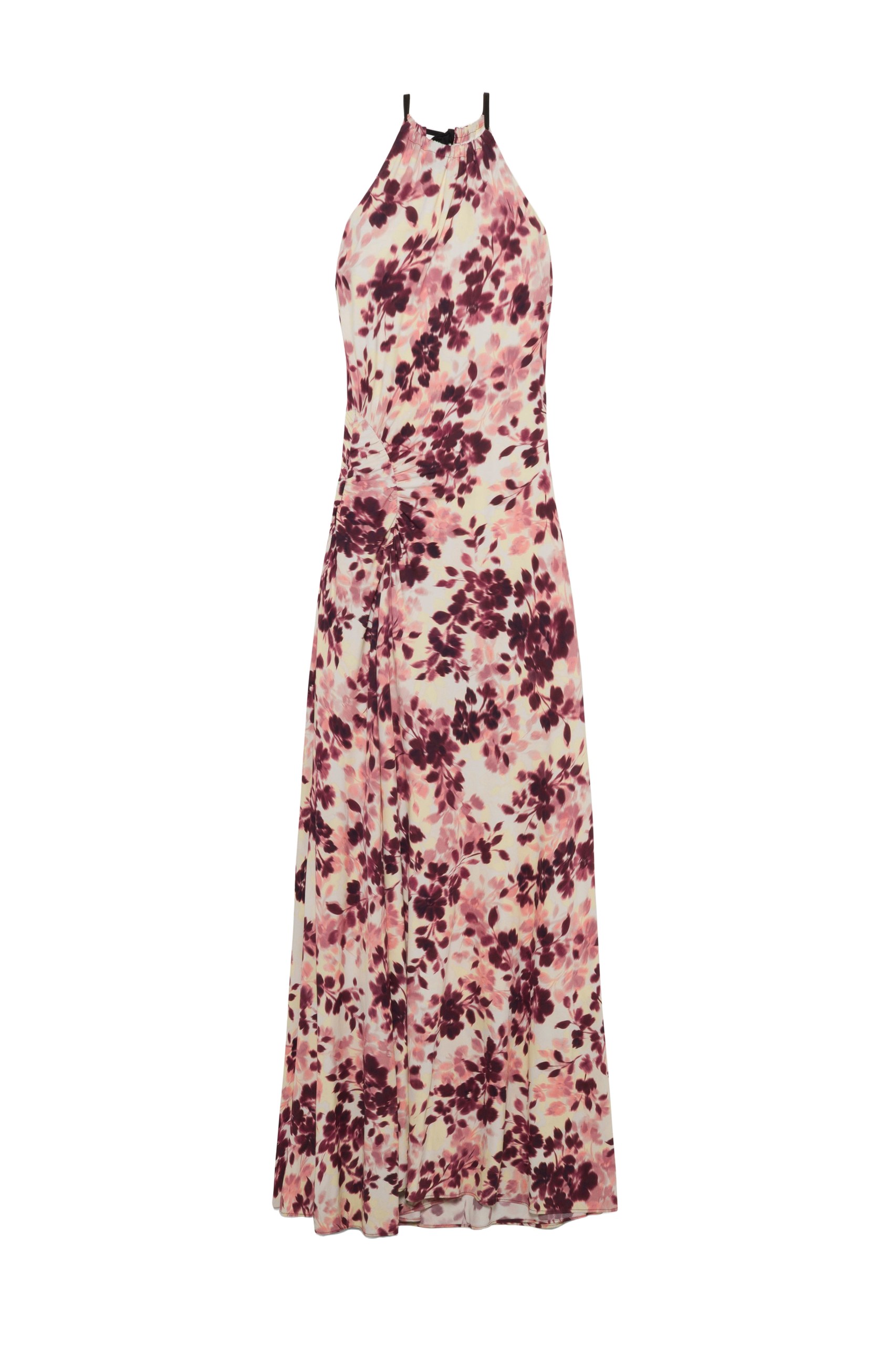 SIMKHAI Cerin Draped Jersey Halter Maxi Dress in Fig Multi