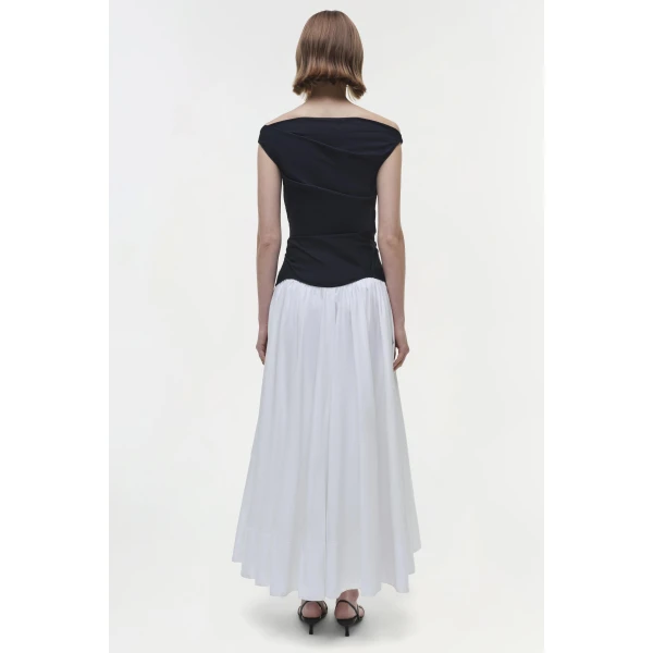 Simkhai Cersei Cotton Midi Dress in White Black Multi, view 5