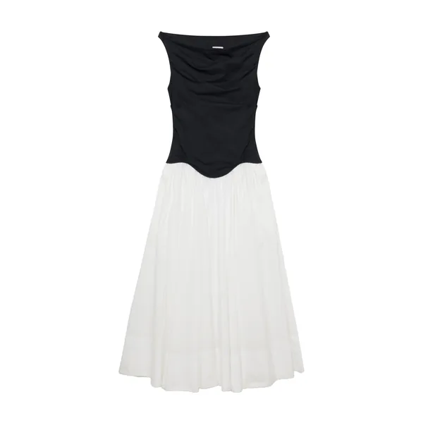 Simkhai Cersei Cotton Midi Dress in White Black Multi