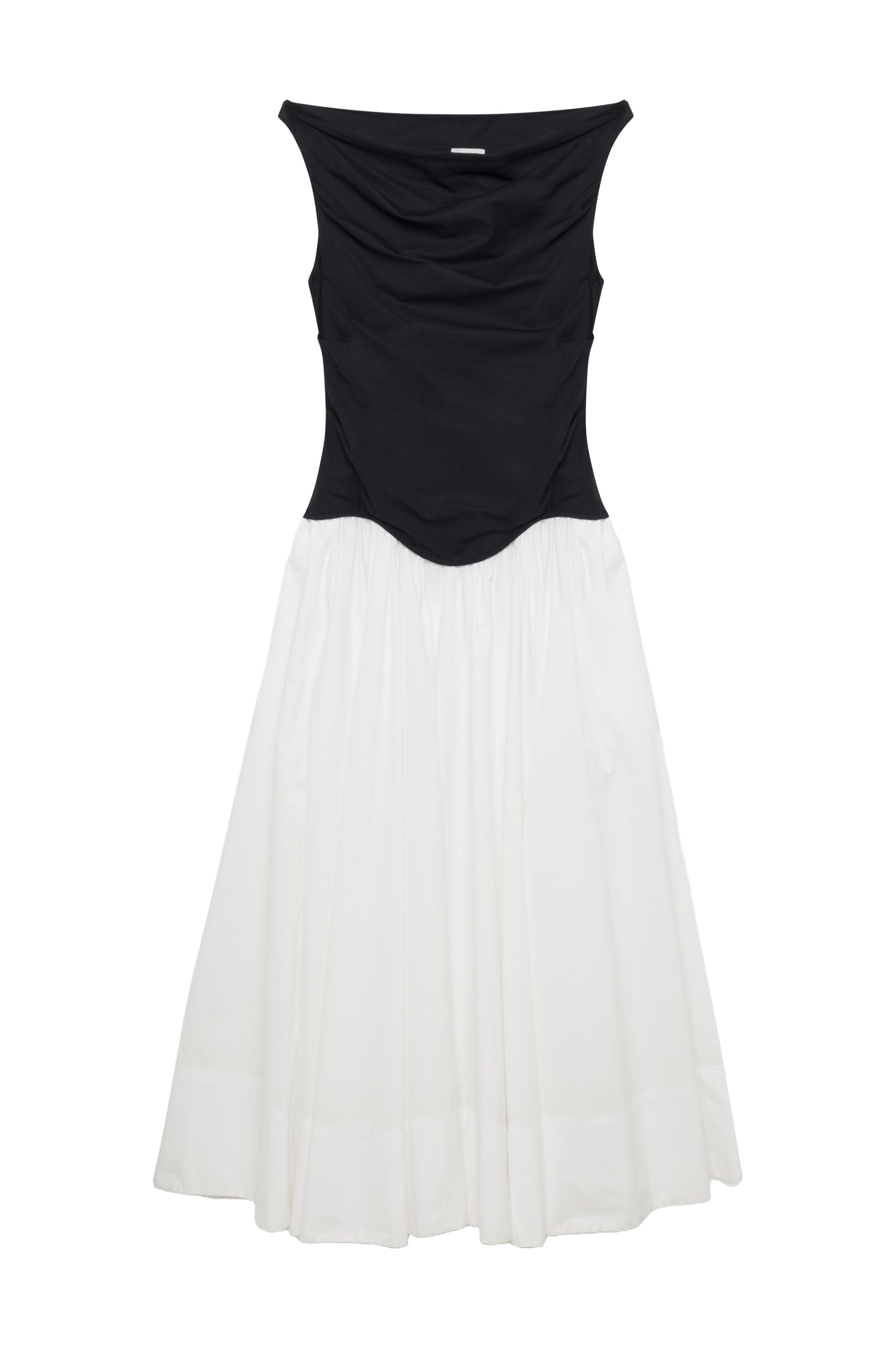 SIMKHAI Cersei Cotton Midi Dress in White Black Multi