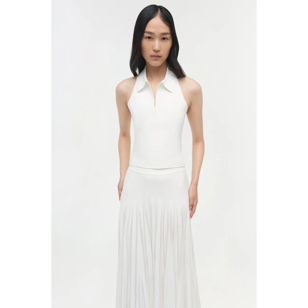Simkhai Chloe Knit Halter Tank in Ivory, view 2