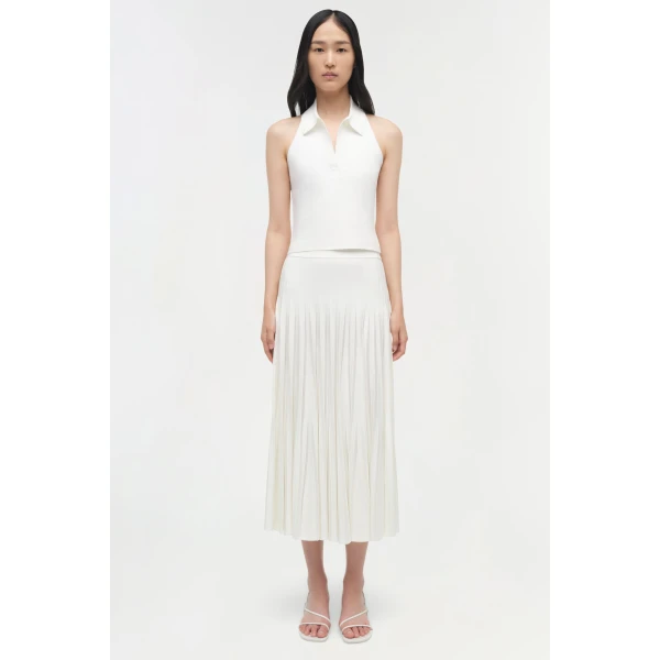 Simkhai Chloe Knit Halter Tank in Ivory, view 7