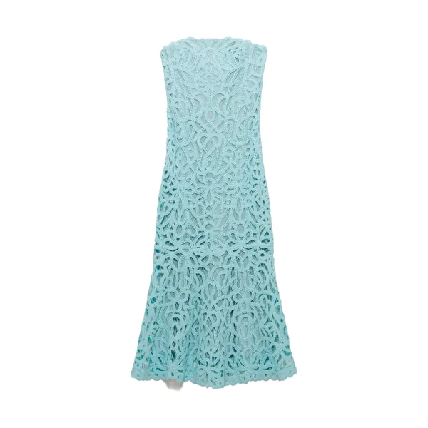Simkhai Clairis Lace Bustier Midi Dress in Pool