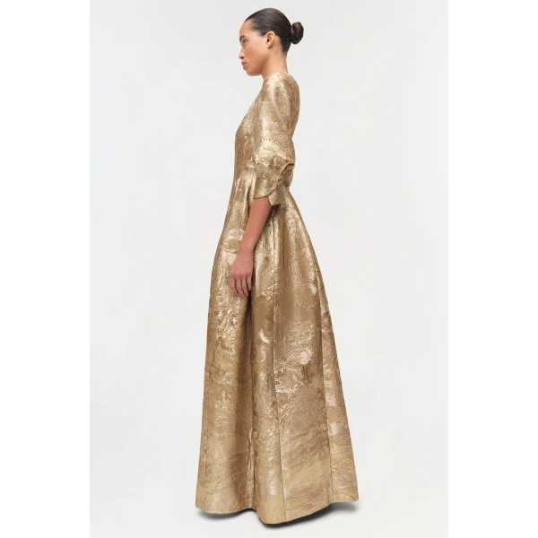 Simkhai Claravelle Metallic Jacquard Gown in Gold, view 4