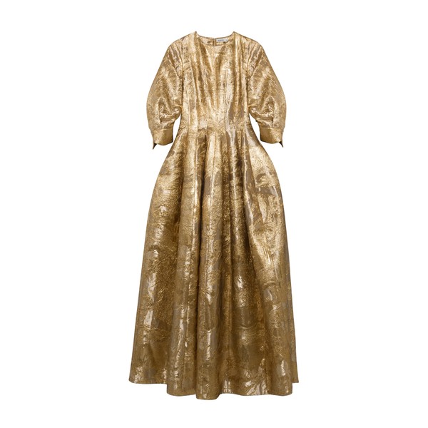 Simkhai Claravelle Metallic Jacquard Gown in Gold