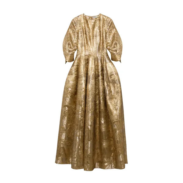 Simkhai Claravelle Metallic Jacquard Gown in Gold