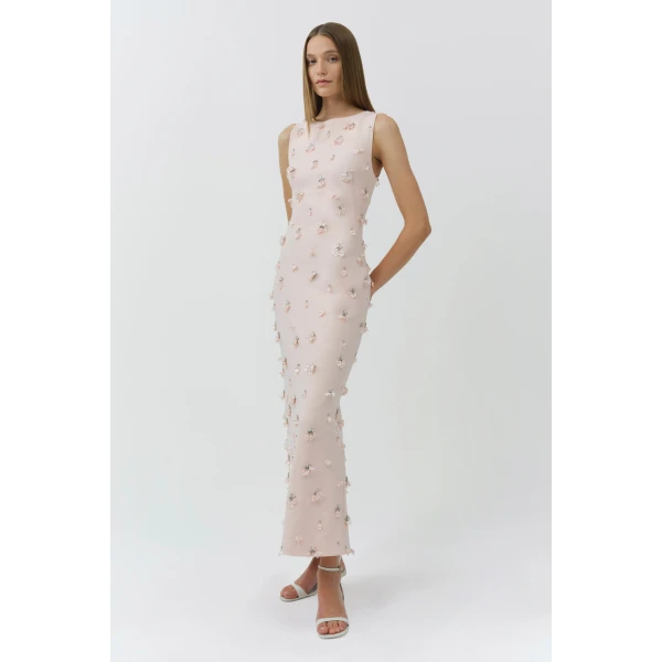 Simkhai Claudia Embellished Crepe Midi Dress in Bubblegum, view 4