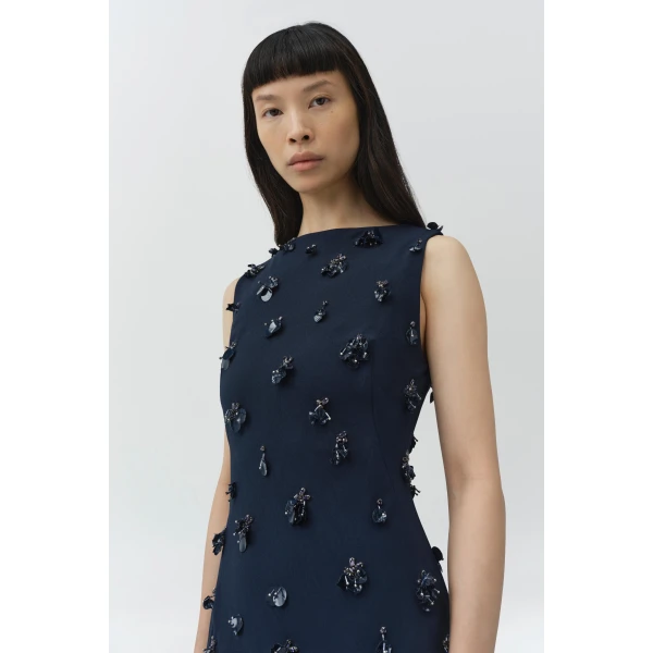 Simkhai Claudia Embellished Crepe Midi Dress in Midnight, view 2