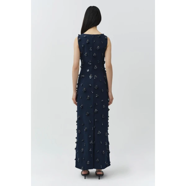 Simkhai Claudia Embellished Crepe Midi Dress in Midnight, view 5