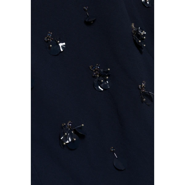 Simkhai Claudia Embellished Crepe Midi Dress in Midnight, view 7