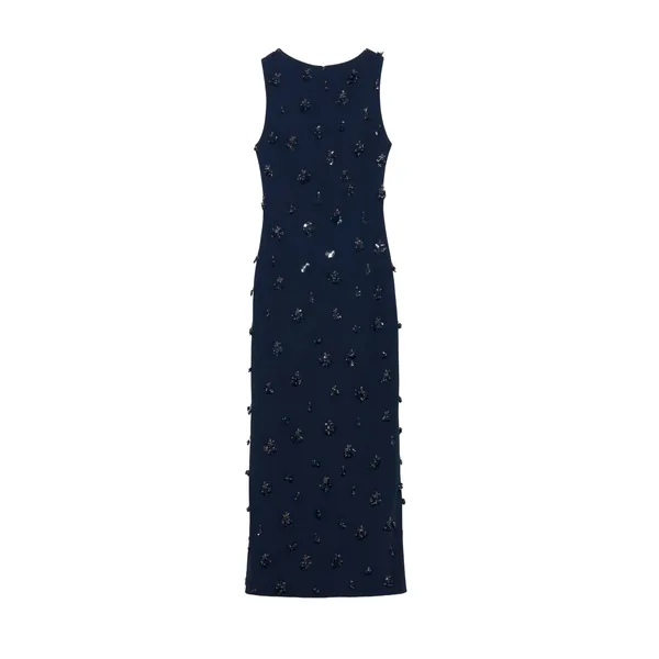 Simkhai Claudia Embellished Crepe Midi Dress in Midnight