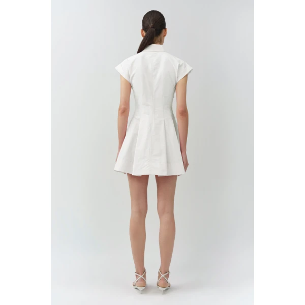 Simkhai Clemmie Cotton Mini Dress in White, view 5
