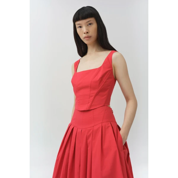 Simkhai Clio Cotton Bustier Top in Scarlet, view 2