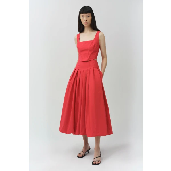 Simkhai Clio Cotton Bustier Top in Scarlet, view 4