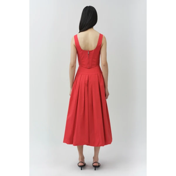 Simkhai Clio Cotton Bustier Top in Scarlet, view 5