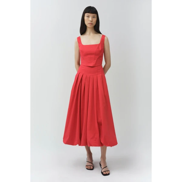 Simkhai Clio Cotton Bustier Top in Scarlet, view 6